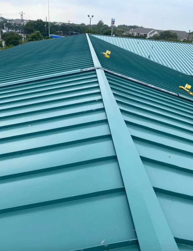 Green commercial metal roof ridge and valley for Metal Roof Repair in Toccoa